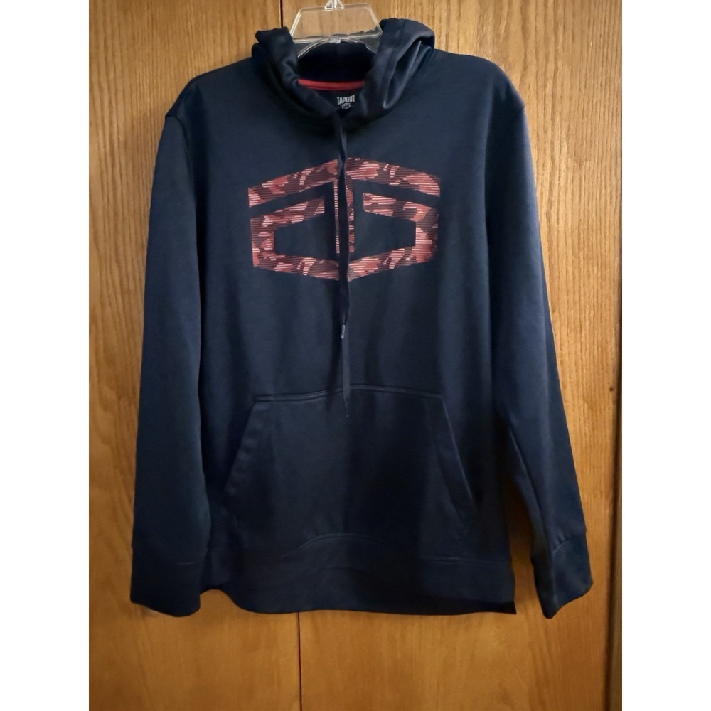 TAPOUT Hoodie Black Pullover Sweatshirt Mens S Red Logo MMA Tap Out School Gym